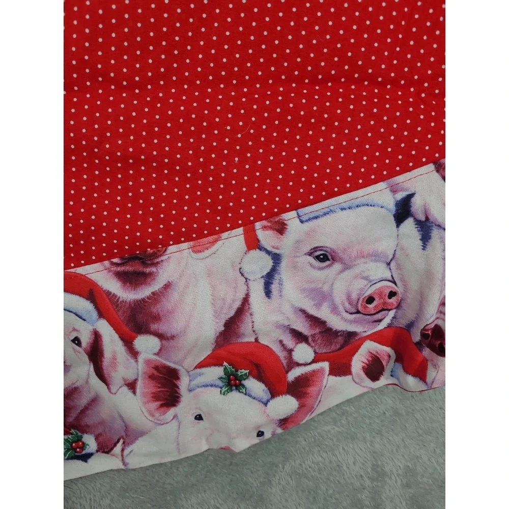 Handmade Apron Pigs In Christmas Santa Hat Poka‎ Dots Adjustable